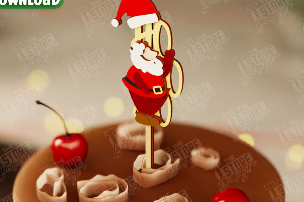 Σετ των 2 Intra απο ξύλο plywood 3mm-4mm πάχος Χριστουγεννιάτικο Cake Topper | Χριστουγεννιάτικο σημάδι Δίασταση 15x15 cm INTRAFABR-108030922