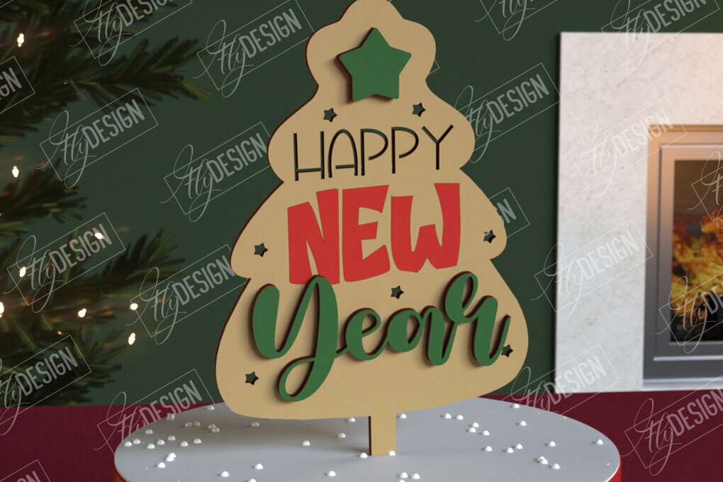 Σετ των 2 Intra απο ξύλο plywood 3mm-4mm πάχος Χριστουγεννιάτικο Cake Topper | Διακοπές | CNC Δίασταση 15x15 cm INTRAFABR-111361448