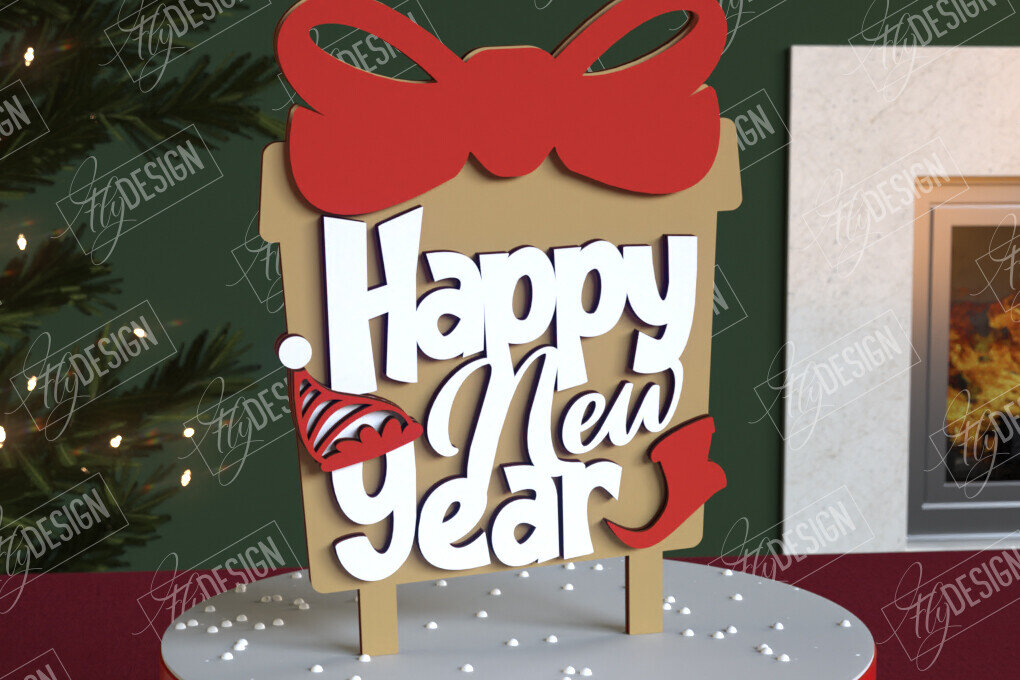 Intra απο ξύλο plywood 3mm-4mm πάχος Χριστουγεννιάτικο Cake Topper | Διακοπές | CNC Δίασταση 15x15 cm INTRAFABR-111361475