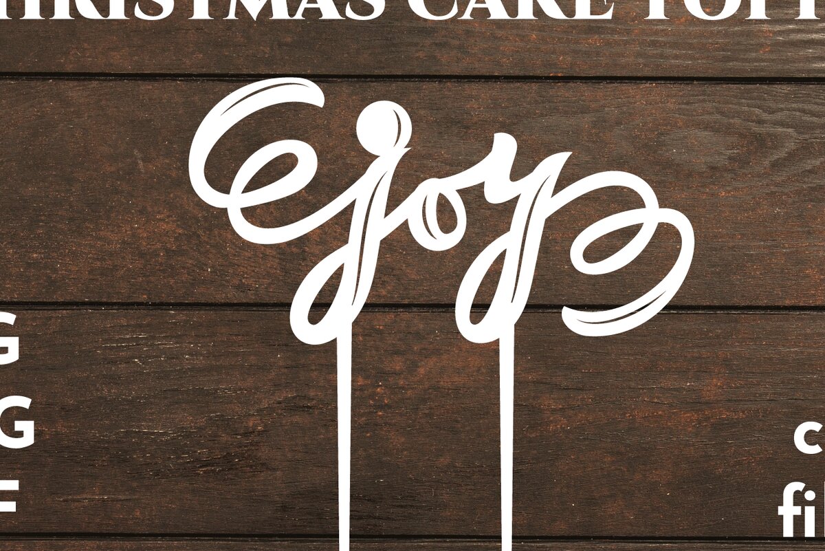 Σετ των 2 Intra απο ξύλο plywood 3mm-4mm πάχος Χριστουγεννιάτικο Cake Topper. Joy . Λέιζερ Δίασταση 15x15 cm INTRAFABR-19888090