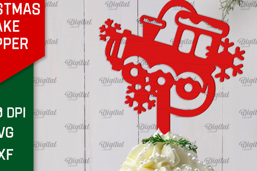 Σετ των 2 Intra απο ξύλο plywood 3mm-4mm πάχος Χριστουγεννιάτικο κέικ Topper σχέδιο κοπής με λέιζερ Δίασταση 15x15 cm INTRAFABR-104179980