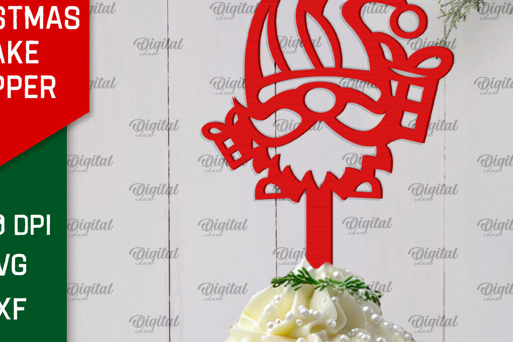 Σετ των 2 Intra απο ξύλο plywood 3mm-4mm πάχος Χριστουγεννιάτικο κέικ Topper σχέδιο κοπής με λέιζερ Δίασταση 15x15 cm INTRAFABR-104179994