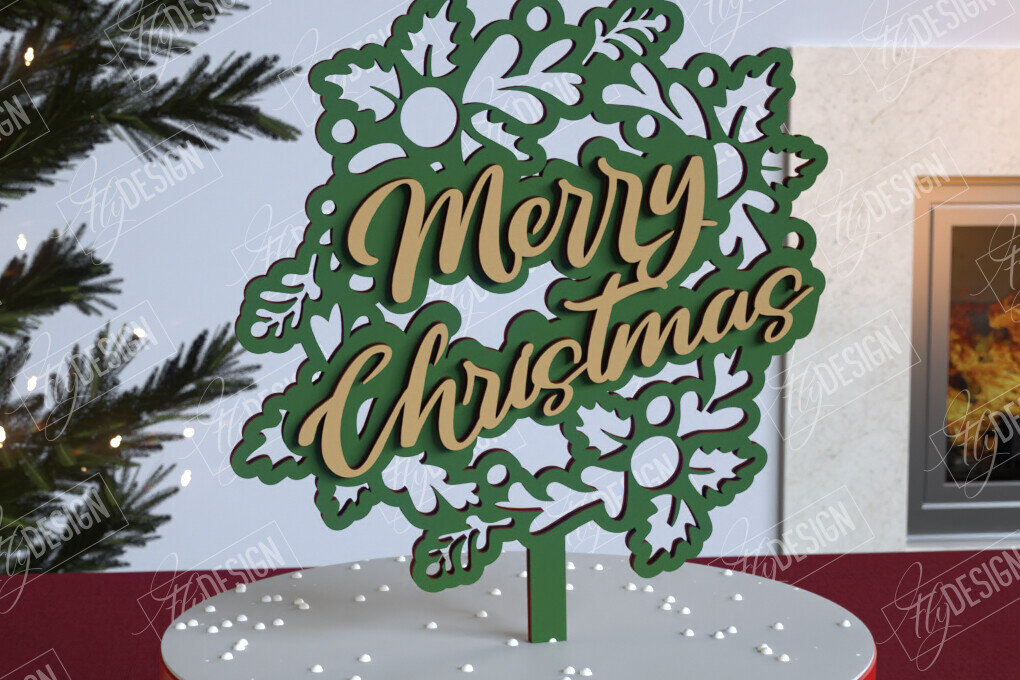 Σετ των 2 Intra απο ξύλο plywood 3mm-4mm πάχος Χριστουγεννιάτικο Cake Topper | Πρωτοχρονιά | CNC Δίασταση 15x15 cm INTRAFABR-108120175