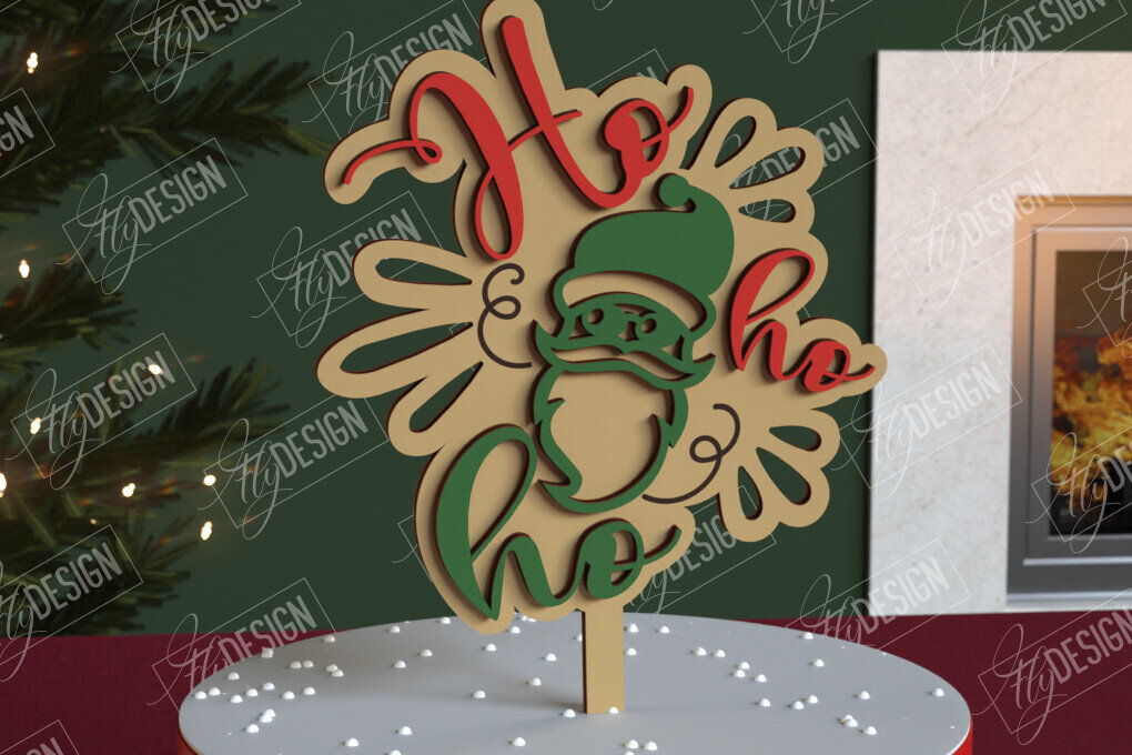 Σετ των 2 Intra απο ξύλο plywood 3mm-4mm πάχος Χριστουγεννιάτικο Cake Topper | Πρωτοχρονιά | CNC Δίασταση 15x15 cm INTRAFABR-108120082