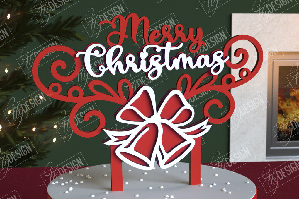 Σετ των 2 Intra απο ξύλο plywood 3mm-4mm πάχος Χριστουγεννιάτικο Cake Topper | Πρωτοχρονιά | CNC Δίασταση 15x15 cm INTRAFABR-108120098