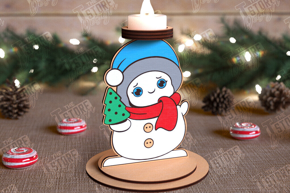 Σετ των 2 Intra απο ξύλο plywood 3mm-4mm πάχος Χριστουγεννιάτικη λαμπάδα | Κηροπήγιο Δίασταση 15x15 cm INTRAFABR-110589874