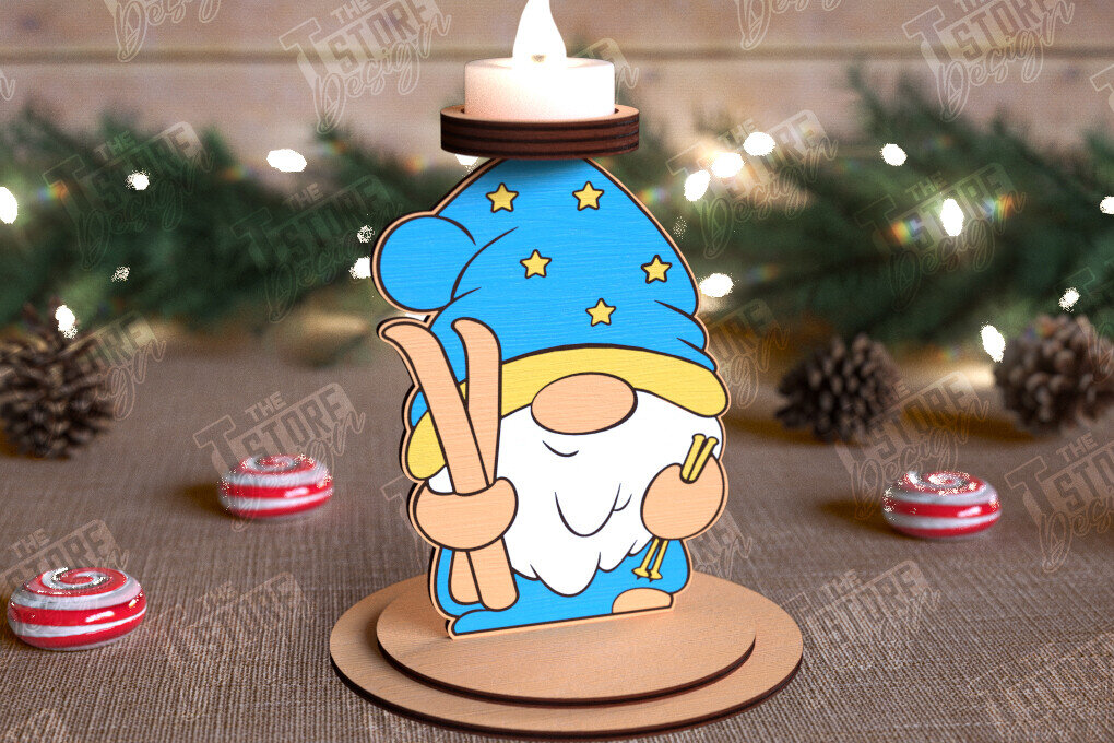 Σετ των 2 Intra απο ξύλο plywood 3mm-4mm πάχος Χριστουγεννιάτικη λαμπάδα | Κηροπήγιο Δίασταση 15x15 cm INTRAFABR-110589920