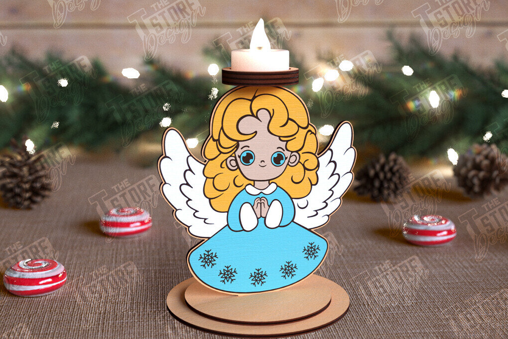 Σετ των 2 Intra απο ξύλο plywood 3mm-4mm πάχος Χριστουγεννιάτικη λαμπάδα | Κηροπήγιο Δίασταση 15x15 cm INTRAFABR-110589935