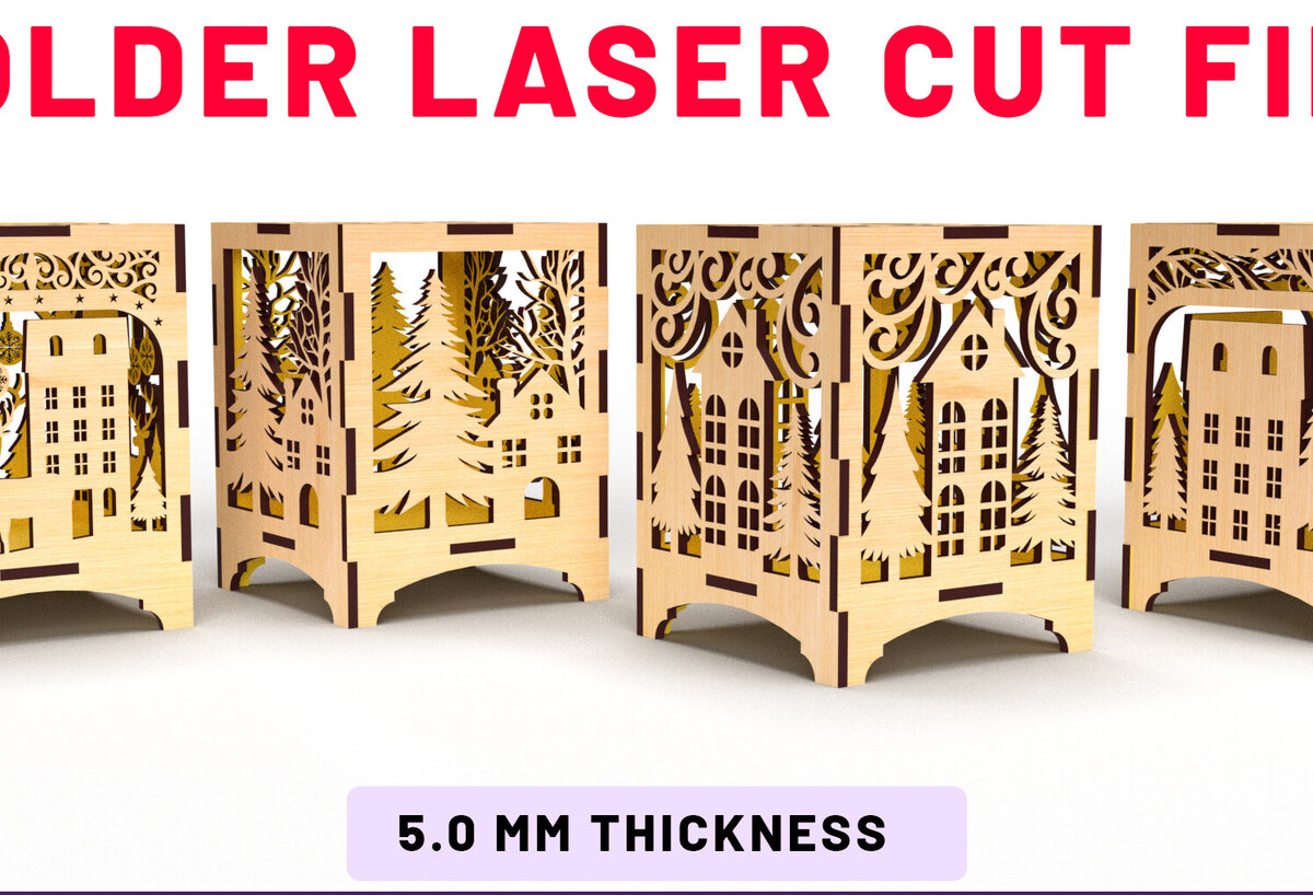 Σετ των 3 Intra απο ξύλο plywood 3mm-4mm πάχος Χριστουγεννιάτικα Διακοσμητικά Κηροπήγια Δίασταση 5x5 cm INTRAFABR-83299845