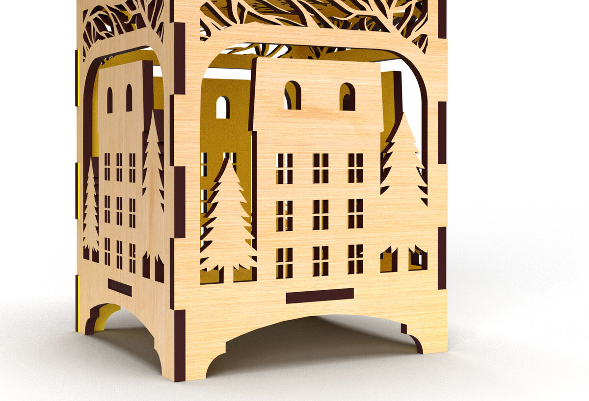 Σετ των 3 Intra απο ξύλο plywood 3mm-4mm πάχος Χριστουγεννιάτικη θήκη κεριού 01 Δίασταση 5x5 cm INTRAFABR-83291194