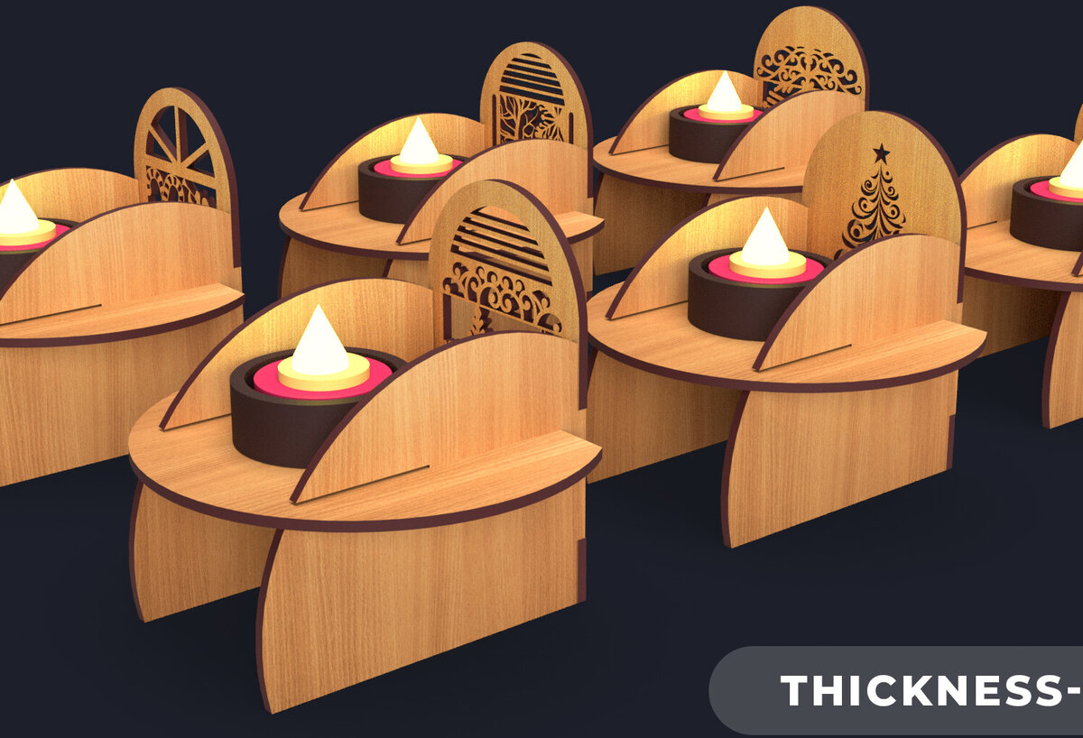 Σετ των 2 Intra απο ξύλο plywood 3mm-4mm πάχος Χριστουγεννιάτικο κερί Δέσμη κοπής με λέιζερ Δίασταση 15x15 cm INTRAFABR-84152635