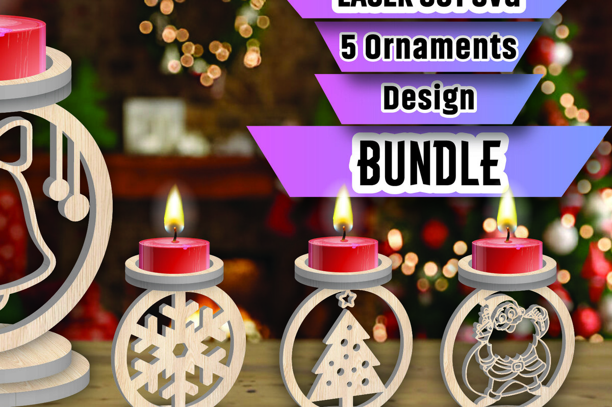 Σετ των 2 Intra απο ξύλο plywood 3mm-4mm πάχος Χριστουγεννιάτικο κερί Δέσμη κοπής με λέιζερ Δίασταση 15x15 cm INTRAFABR-107252600