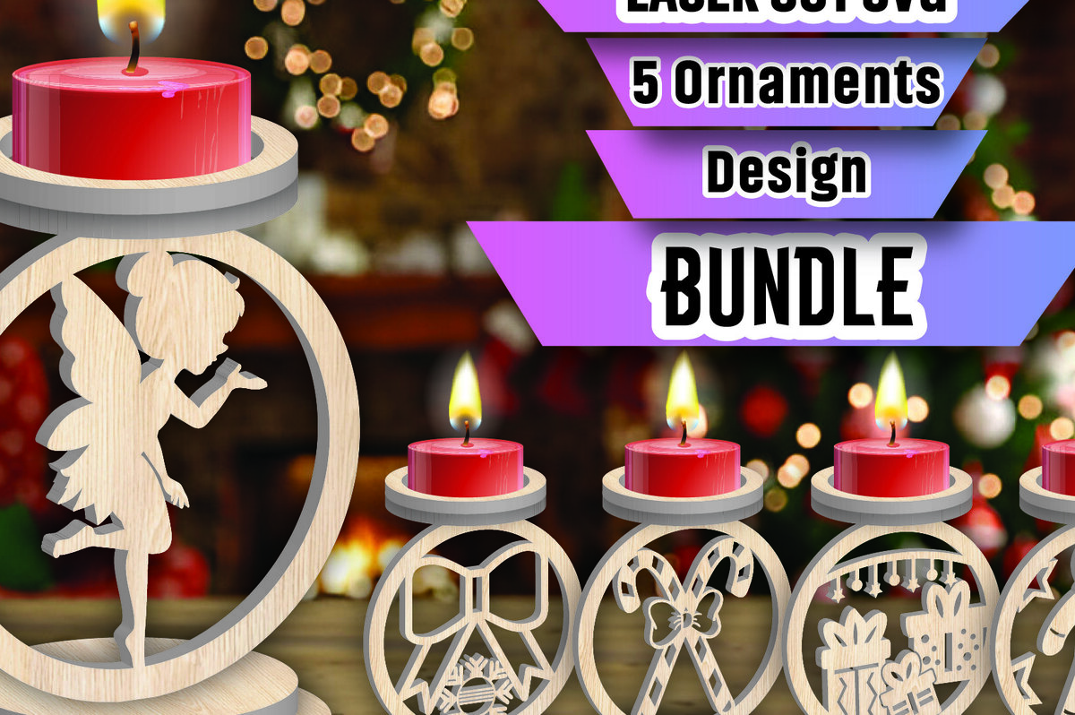 Σετ των 2 Intra απο ξύλο plywood 3mm-4mm πάχος Χριστουγεννιάτικο κερί Δέσμη κοπής με λέιζερ Δίασταση 15x15 cm INTRAFABR-107252719