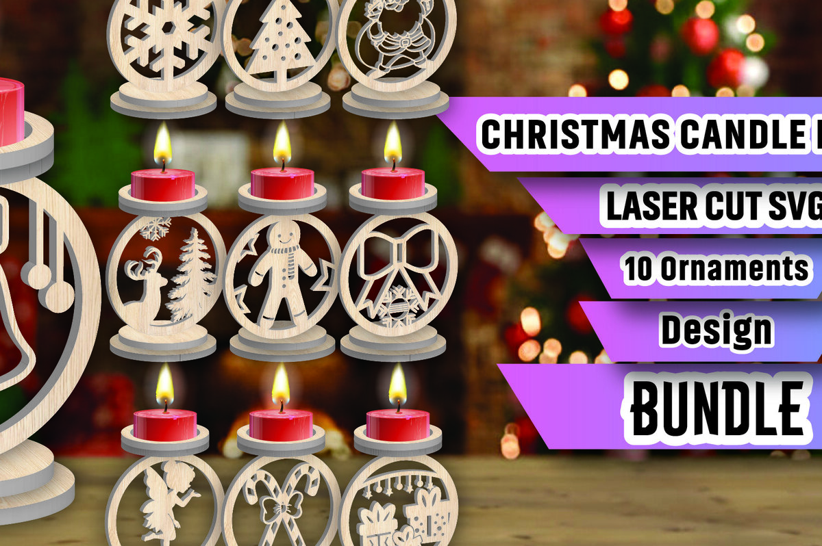 Σετ των 2 Intra απο ξύλο plywood 3mm-4mm πάχος Χριστουγεννιάτικο κερί Δέσμη κοπής με λέιζερ Δίασταση 15x15 cm INTRAFABR-107252853