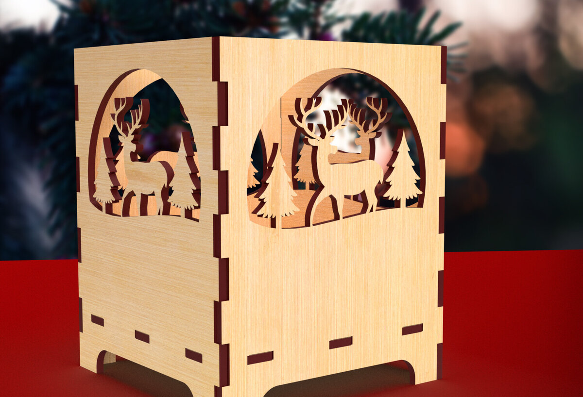 Σετ των 2 Intra απο ξύλο plywood 3mm-4mm πάχος κοπής με λέιζερ Χριστουγεννιάτικο κερί 1 Δίασταση 15x15 cm INTRAFABR-82756758