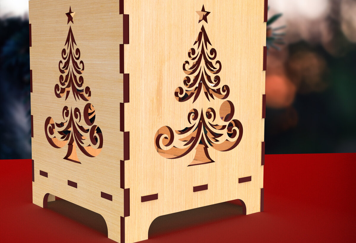 Σετ των 2 Intra απο ξύλο plywood 3mm-4mm πάχος κοπής με λέιζερ Χριστουγεννιάτικο κερί 2 Δίασταση 15x15 cm INTRAFABR-82756761