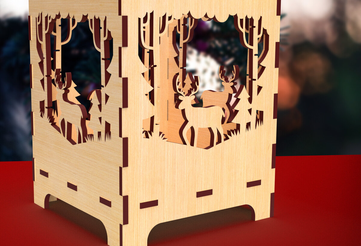 Σετ των 3 Intra απο ξύλο plywood 3mm-4mm πάχος κοπής με λέιζερ Χριστουγεννιάτικο κερί 3 Δίασταση 15x15 cm INTRAFABR-82756766