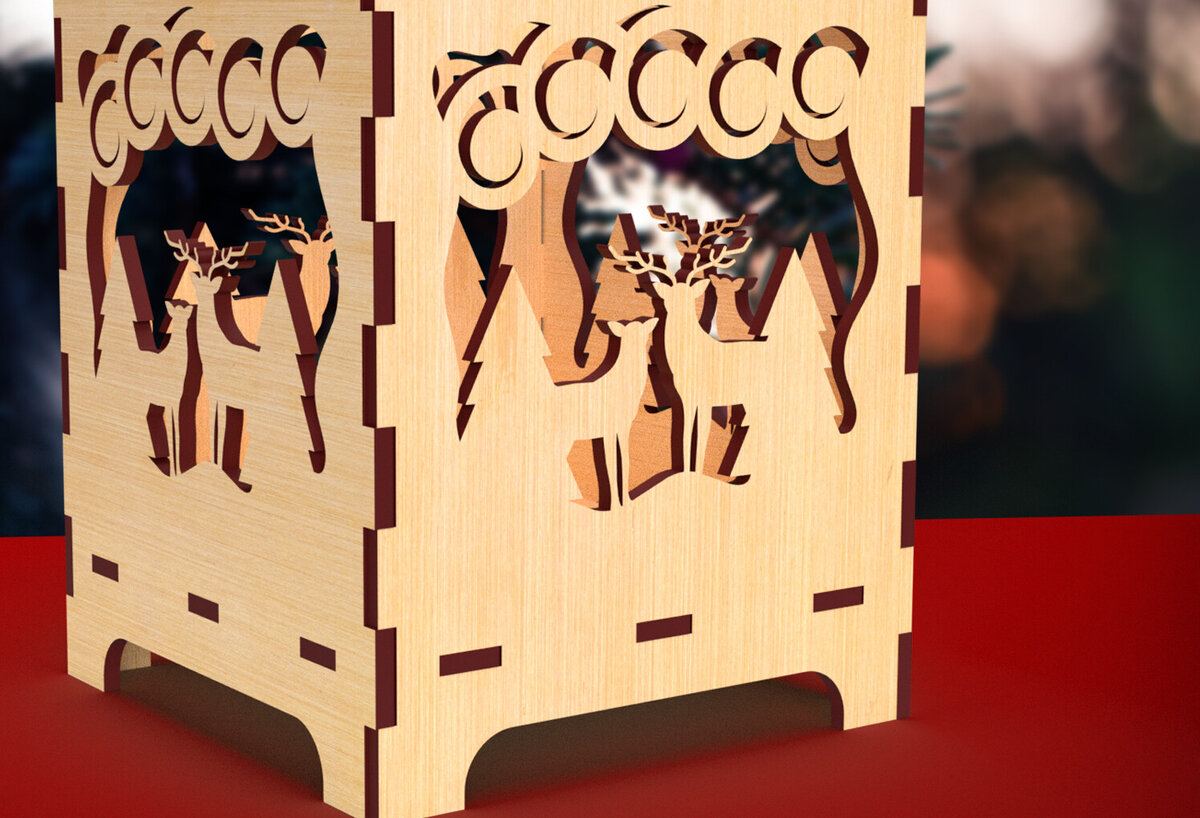 Σετ των 2 Intra απο ξύλο plywood 3mm-4mm πάχος κοπής με λέιζερ Χριστουγεννιάτικο κερί 4 Δίασταση 15x15 cm INTRAFABR-82756772