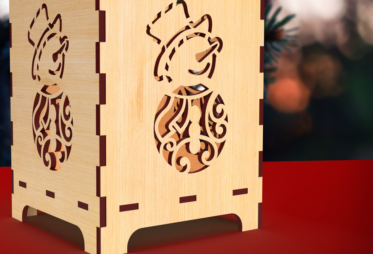 Σετ των 2 Intra απο ξύλο plywood 3mm-4mm πάχος κοπής με λέιζερ Χριστουγεννιάτικο κερί 6 Δίασταση 15x15 cm INTRAFABR-82756783