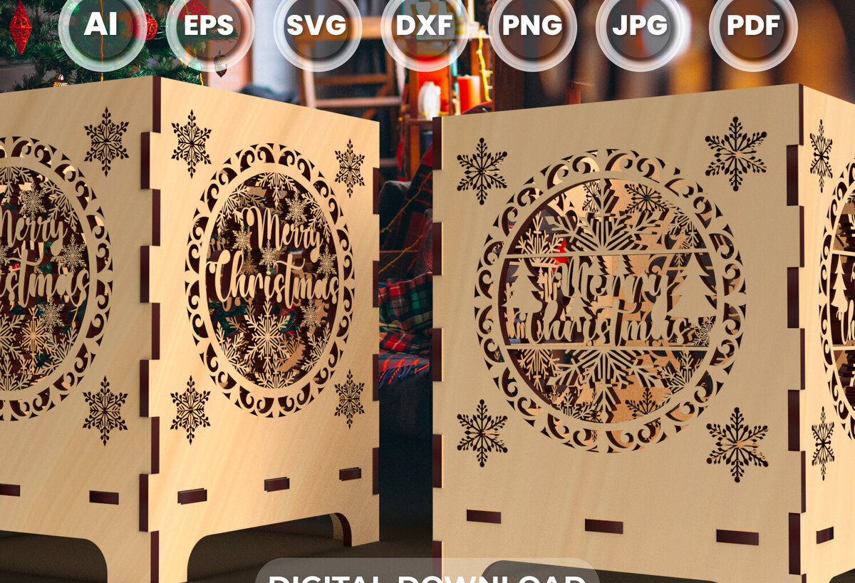 Σετ των 2 Intra απο ξύλο plywood 3mm-4mm πάχος Χριστουγεννιάτικο Κηροπήγιο8 Δίασταση 15x15 cm INTRAFABR-78023860