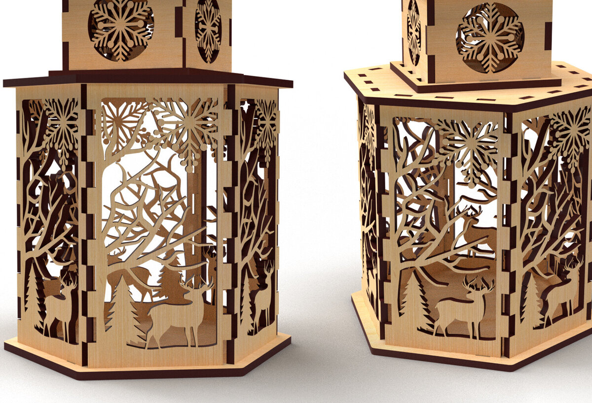 Σετ των 2 Intra απο ξύλο plywood 3mm-4mm πάχος κοπής με λέιζερ χριστουγεννιάτικο κερί Δίασταση 15x15 cm INTRAFABR-82151722