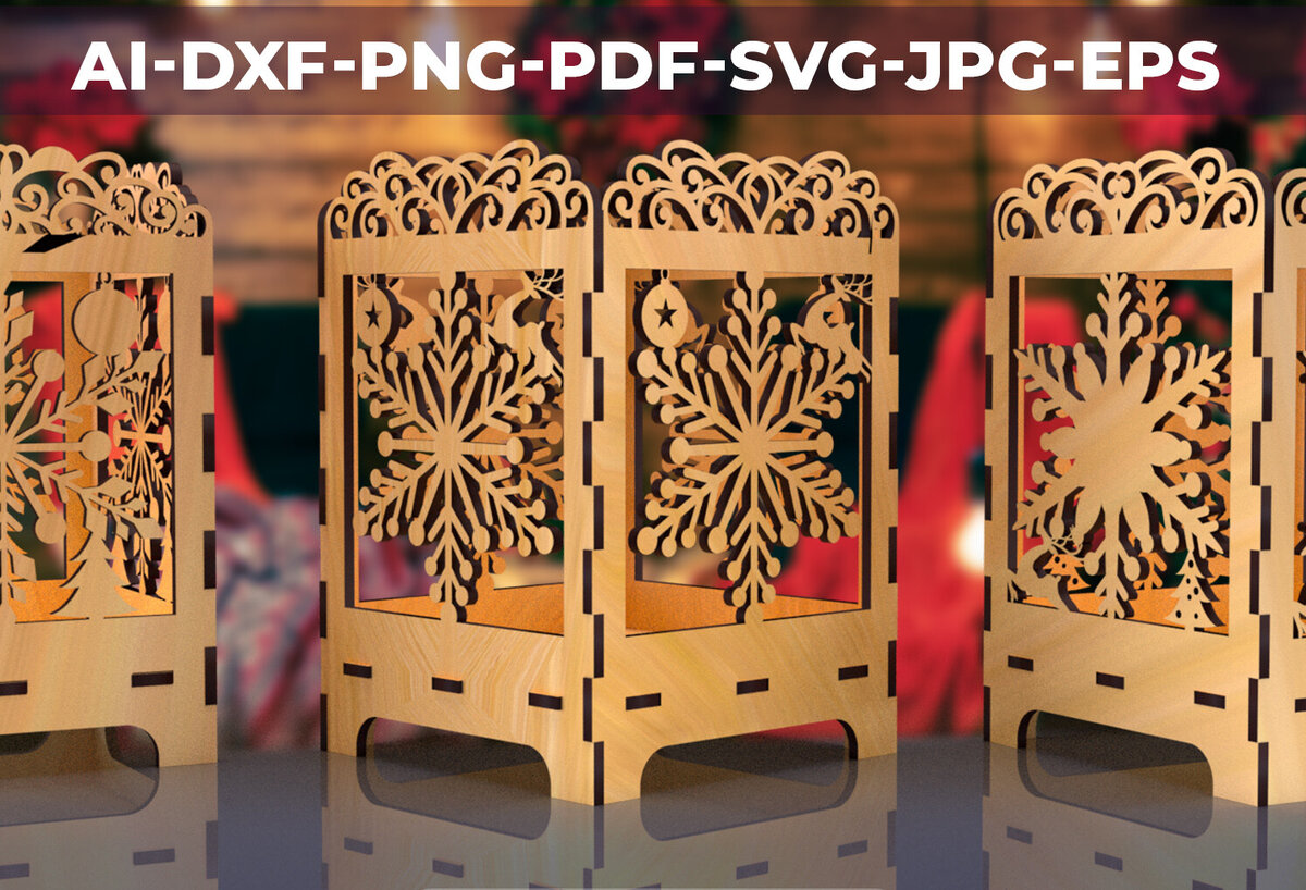 Σετ των 2 Intra απο ξύλο plywood 3mm-4mm πάχος Χριστουγεννιάτικο Κηροπήγιο Κοπής με Λέιζερ05 Δίασταση 15x15 cm INTRAFABR-77826394