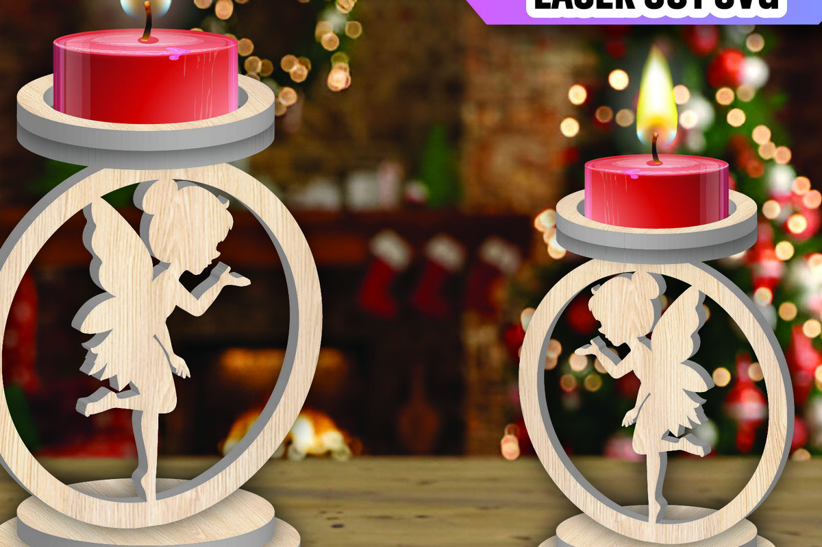 Σετ των 2 Intra απο ξύλο plywood 3mm-4mm πάχος Χριστουγεννιάτικη Κηροπήγαδα Δίασταση 15x15 cm INTRAFABR-107007181