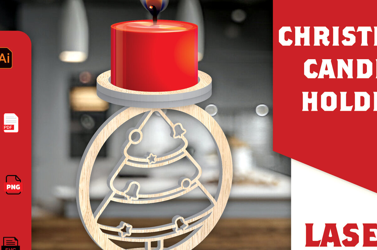 Σετ των 2 Intra απο ξύλο plywood 3mm-4mm πάχος Χριστουγεννιάτικη Κηροπήγαδα Δίασταση 15x15 cm INTRAFABR-108454237