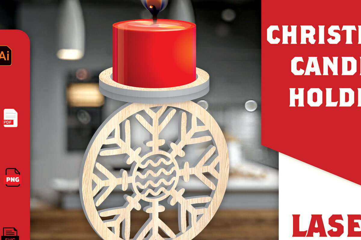 Σετ των 2 Intra απο ξύλο plywood 3mm-4mm πάχος Χριστουγεννιάτικη Κηροπήγαδα Δίασταση 15x15 cm INTRAFABR-108454266