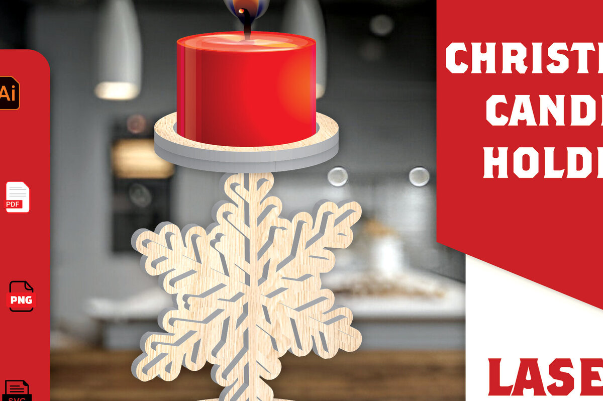 Σετ των 2 Intra απο ξύλο plywood 3mm-4mm πάχος Χριστουγεννιάτικη Κηροπήγαδα Δίασταση 15x15 cm INTRAFABR-108454390