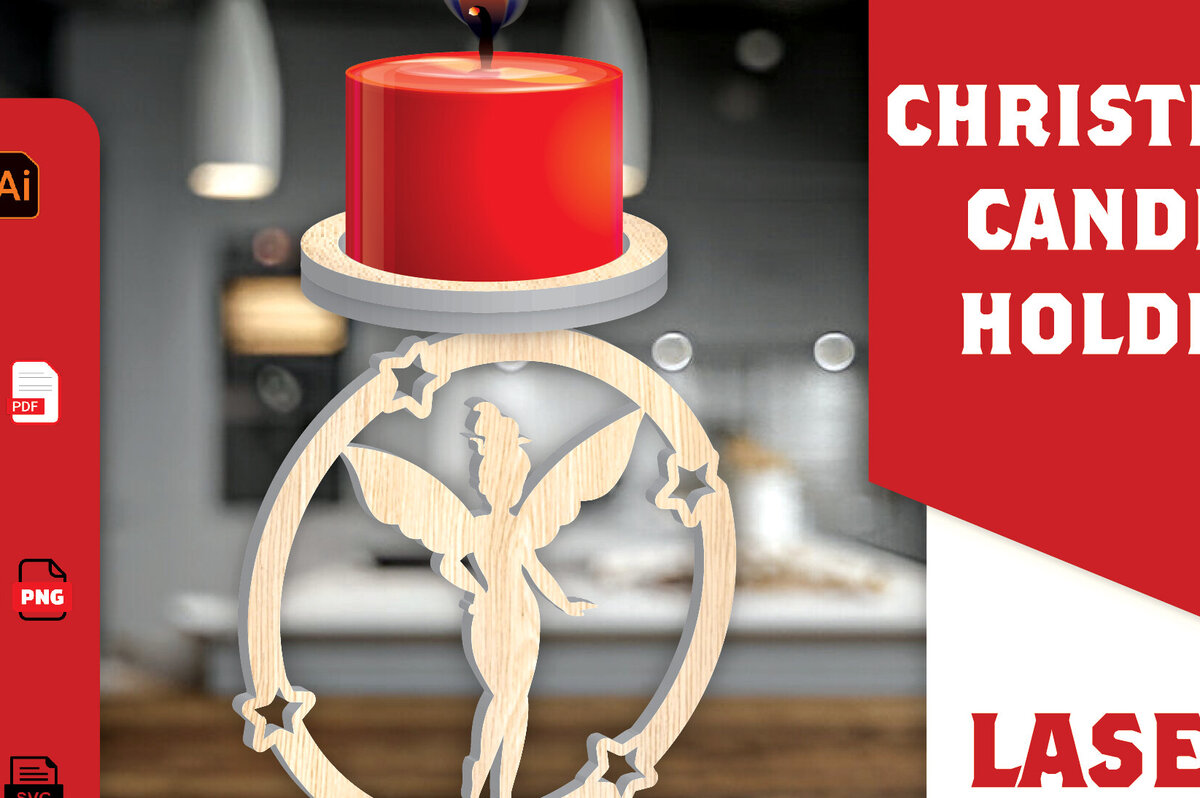 Σετ των 2 Intra απο ξύλο plywood 3mm-4mm πάχος Χριστουγεννιάτικη Κηροπήγαδα Δίασταση 15x15 cm INTRAFABR-108454497