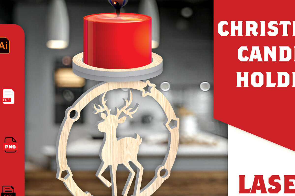 Σετ των 2 Intra απο ξύλο plywood 3mm-4mm πάχος Χριστουγεννιάτικη Κηροπήγαδα Δίασταση 15x15 cm INTRAFABR-108454515