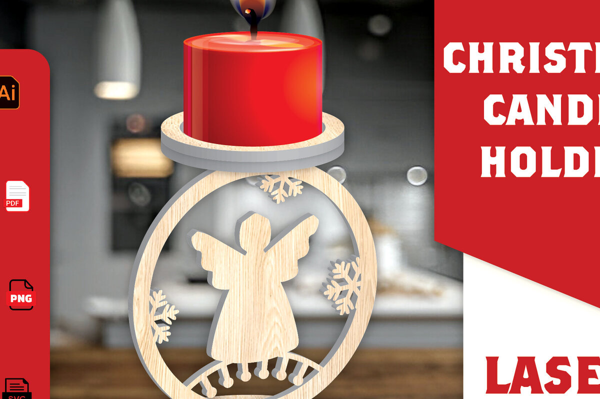 Σετ των 2 Intra απο ξύλο plywood 3mm-4mm πάχος Χριστουγεννιάτικη Κηροπήγαδα Δίασταση 15x15 cm INTRAFABR-108454541