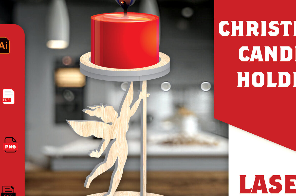 Σετ των 2 Intra απο ξύλο plywood 3mm-4mm πάχος Χριστουγεννιάτικη Κηροπήγαδα Δίασταση 15x15 cm INTRAFABR-108454574