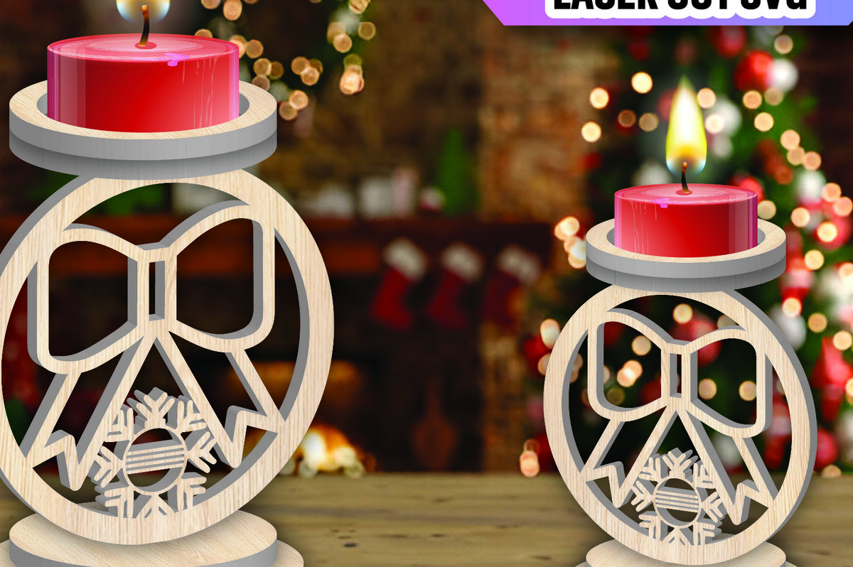 Σετ των 3 Intra απο ξύλο plywood 3mm-4mm πάχος Χριστουγεννιάτικη Κηροπήγαδα Δίασταση 15x15 cm INTRAFABR-107006811