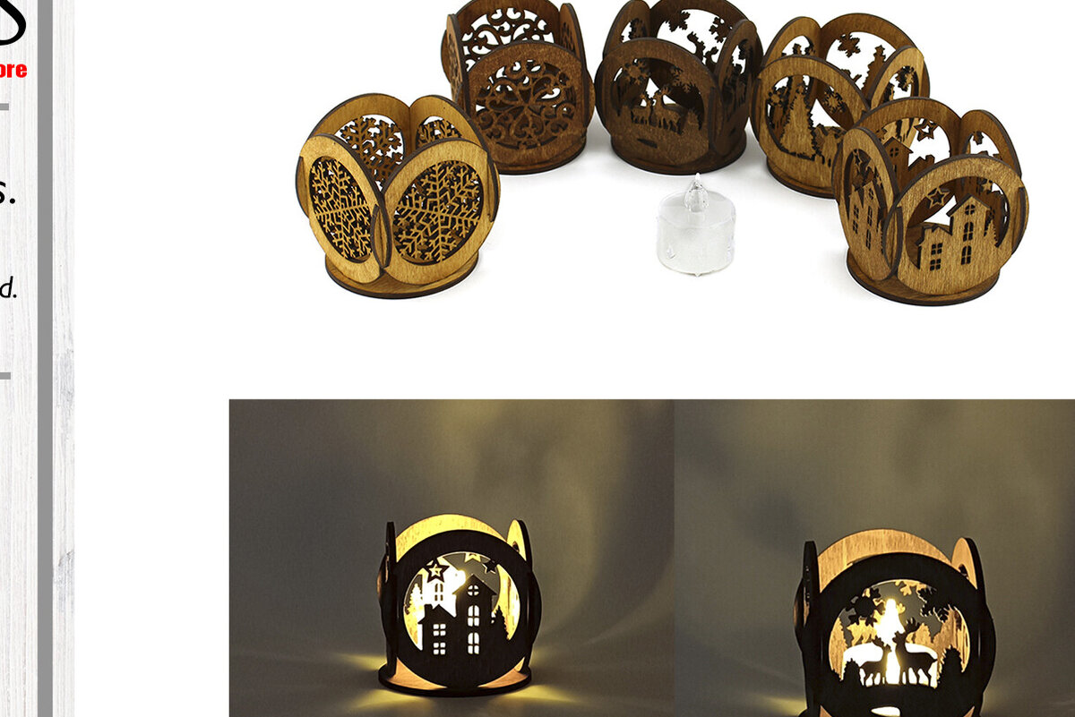 Σετ των 2 Intra απο ξύλο plywood 3mm-4mm πάχος Χριστουγεννιάτικες Κηροπήγια Δίασταση 15x15 cm INTRAFABR-86419250