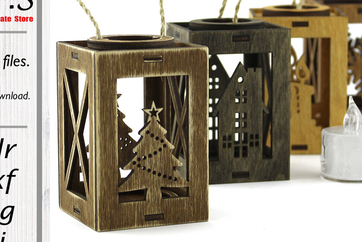 Σετ των 2 Intra απο ξύλο plywood 3mm-4mm πάχος Χριστουγεννιάτικες Κηροπήγια Δίασταση 15x15 cm INTRAFABR-86579300