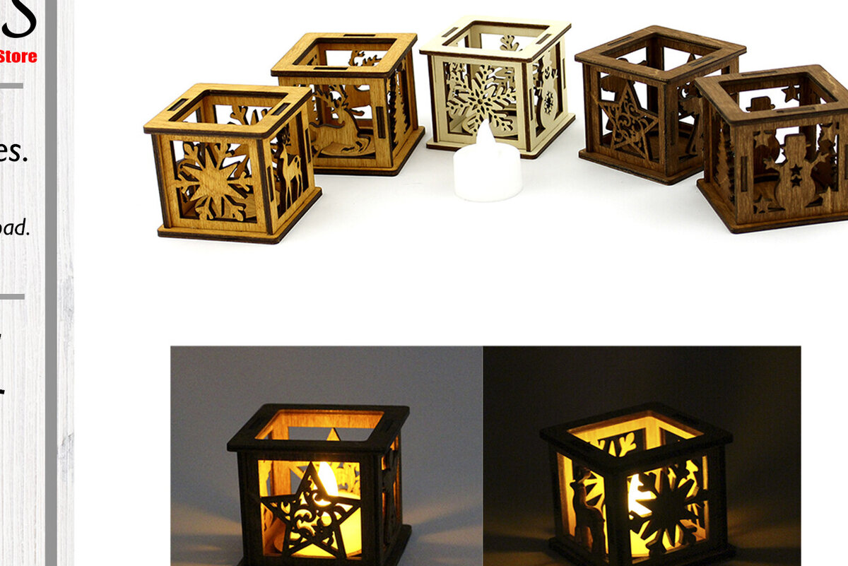 Σετ των 2 Intra απο ξύλο plywood 3mm-4mm πάχος Χριστουγεννιάτικες Κηροπήγια. κοπής με λέιζερ Δίασταση 15x15 cm INTRAFABR-84294695