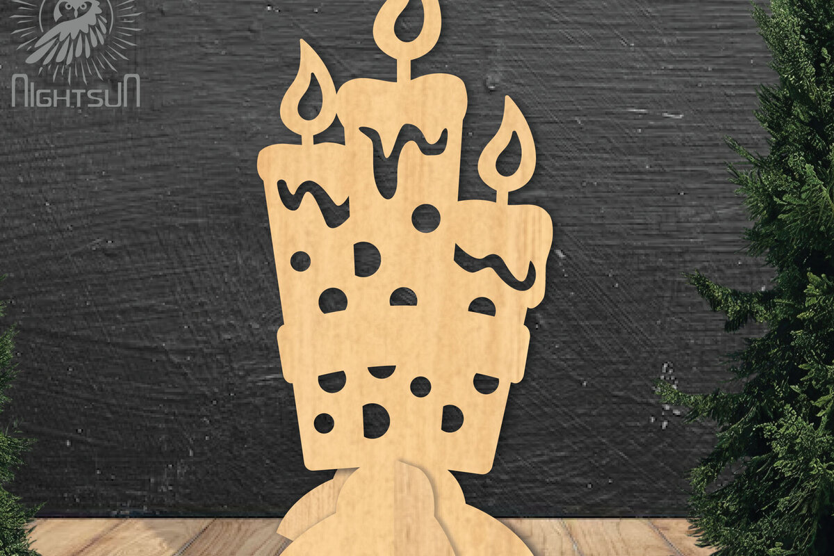 Σετ των 2 Intra απο ξύλο plywood 3mm-4mm πάχος Χριστουγεννιάτικο κερί με λέιζερ διακόσμηση σπιτιού Δίασταση 15x15 cm INTRAFABR-112551497