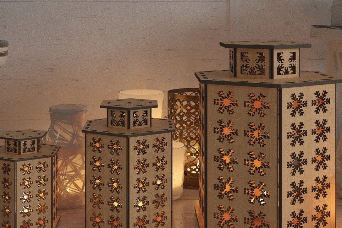 Intra απο ξύλο plywood 3mm-4mm πάχος Χριστουγεννιάτικα Φώτα Κεριών Χριστουγεννιάτικο Κηροπήγιο Δίασταση 30x20 cm INTRAFABR-43541732