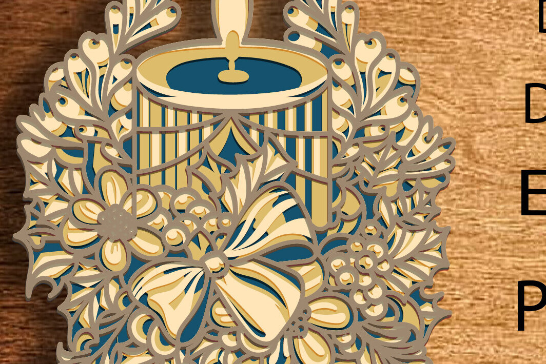 Intra απο ξύλο plywood 3mm-4mm πάχος Χριστουγεννιάτικο κερί Mandala, 3D Χριστ Δίασταση 30x30 cm INTRAFABR-82353406