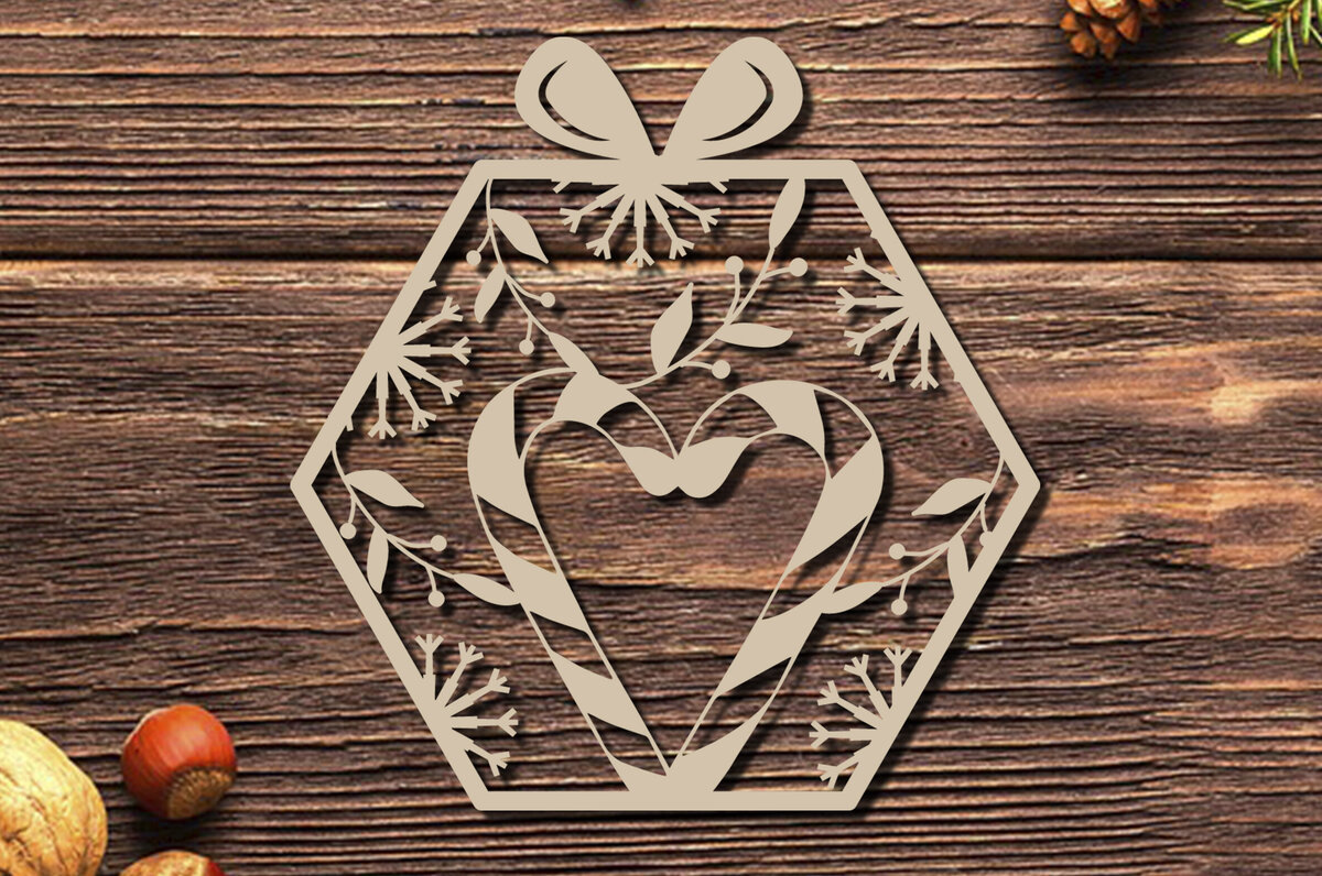 Σετ των 2 Intra απο ξύλο plywood 3mm-4mm πάχος Χριστουγεννιάτικα μπαστούνια καραμέλα Στολίδι με λέιζερ Δίασταση 20x30 cm INTRAFABR-86463158