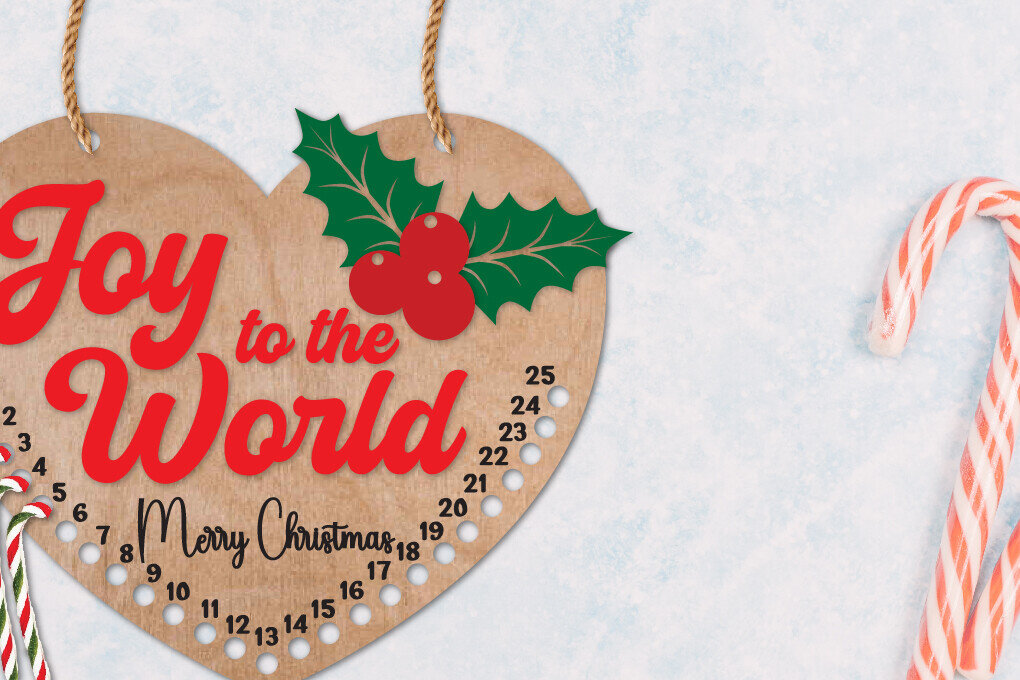 Σετ των 2 Intra απο ξύλο plywood 3mm-4mm πάχος Αντίστροφη μέτρηση για τα χριστουγεννιάτικα γλυκά | Μέρες Μέχρι Δίασταση 15x15 cm INTRAFABR-109730466