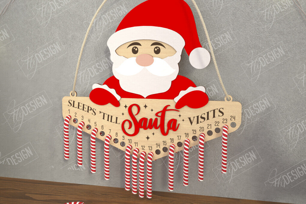 Σετ των 2 Intra απο ξύλο plywood 3mm-4mm πάχος Αντίστροφη μέτρηση για τα χριστουγεννιάτικα γλυκά | Διακοπές |CNC Δίασταση 15x15 cm INTRAFABR-109491556