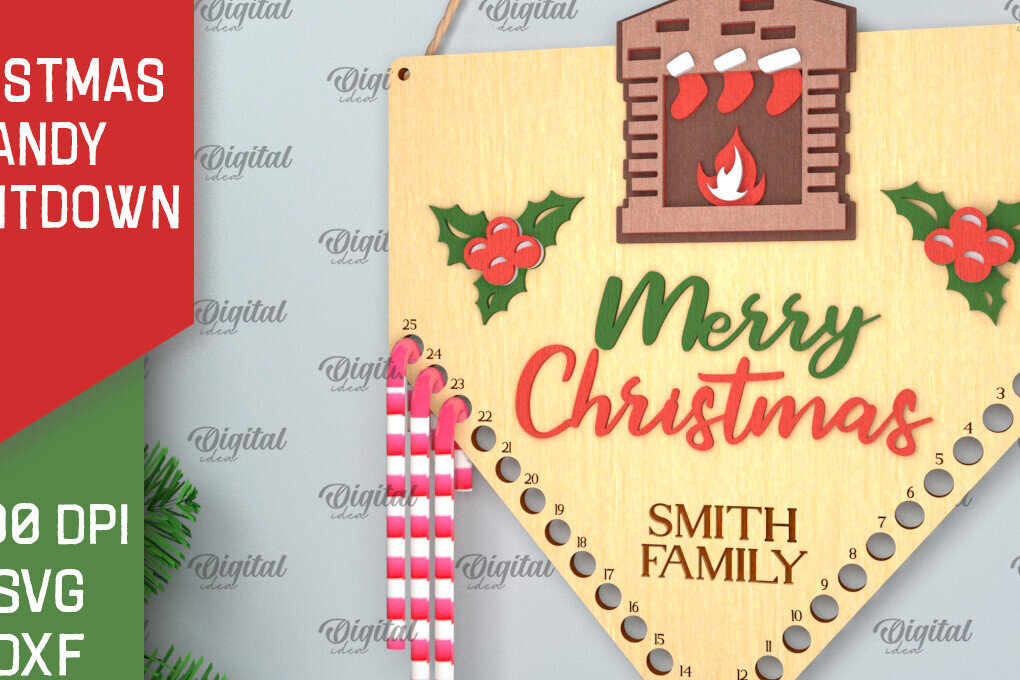 Σετ των 2 Intra απο ξύλο plywood 3mm-4mm πάχος αντίστροφη μέτρηση για τα Χριστούγεννα Δίασταση 15x15 cm INTRAFABR-102771338