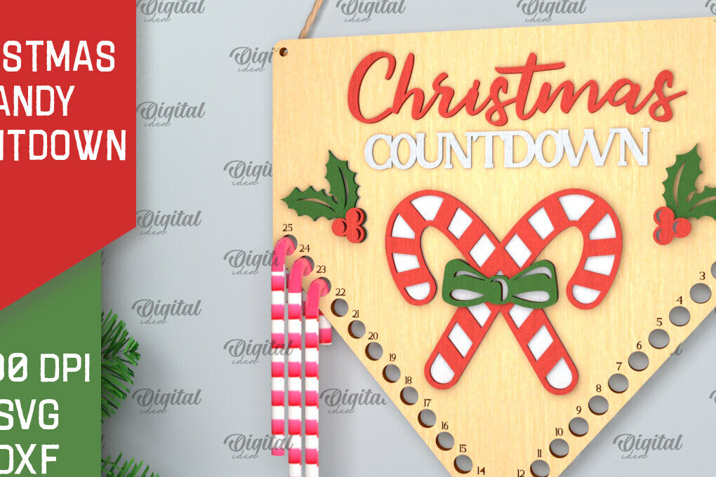 Σετ των 2 Intra απο ξύλο plywood 3mm-4mm πάχος αντίστροφη μέτρηση για τα Χριστούγεννα Δίασταση 15x15 cm INTRAFABR-102771077