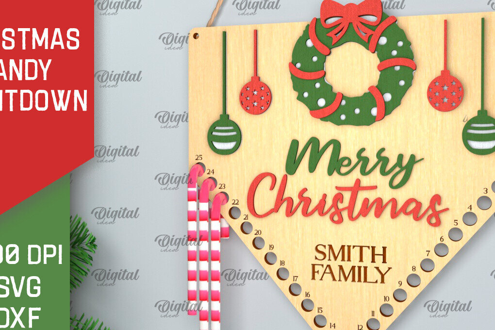 Σετ των 2 Intra απο ξύλο plywood 3mm-4mm πάχος αντίστροφη μέτρηση για τα Χριστούγεννα Δίασταση 15x15 cm INTRAFABR-102771148