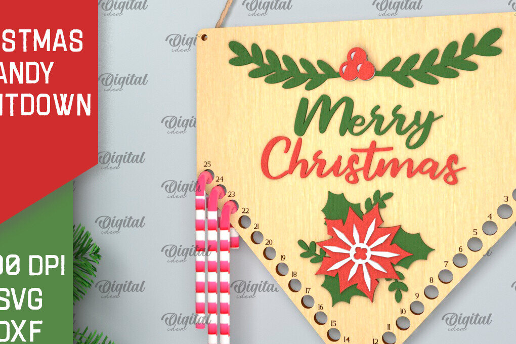 Σετ των 2 Intra απο ξύλο plywood 3mm-4mm πάχος αντίστροφη μέτρηση για τα Χριστούγεννα Δίασταση 15x15 cm INTRAFABR-102771243