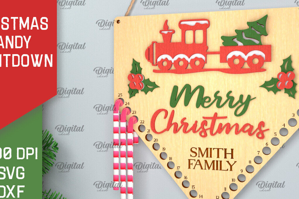 Σετ των 2 Intra απο ξύλο plywood 3mm-4mm πάχος αντίστροφη μέτρηση για τα Χριστούγεννα Δίασταση 15x15 cm INTRAFABR-102771272