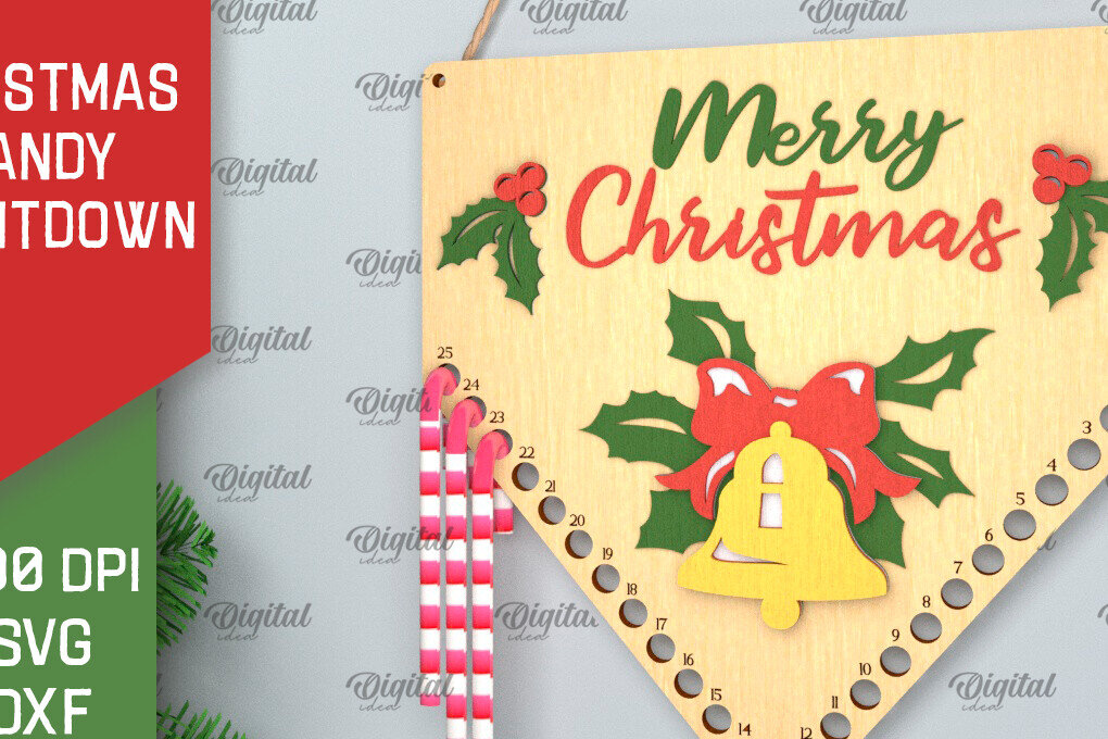 Σετ των 2 Intra απο ξύλο plywood 3mm-4mm πάχος αντίστροφη μέτρηση για τα Χριστούγεννα Δίασταση 15x15 cm INTRAFABR-102771304